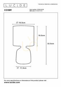 Lampă de masă Lucide COSBY gri ceramică bumbac 32,5 cm 47503/81/36 small 3