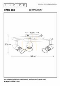 Spot LED Lucide CARO-LED 3xGU10 argintiu metal 31 cm 13955/14/12 small 3