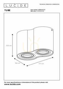 Spot de tavan aplicat Lucide TUBE alb, 2×GU10, 22952/02/31 small 4