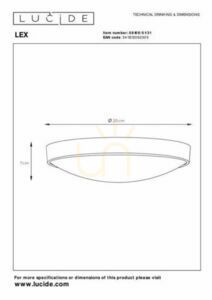 Plafon LED Lucide LEX alb 25 cm E27 9W dimabil IP20 08109/01/31 small 3
