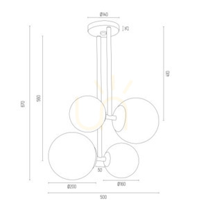 Lampa suspendata ARGON MORITZ, opal mat, alama, 4xE27, SKU 1743 small 5