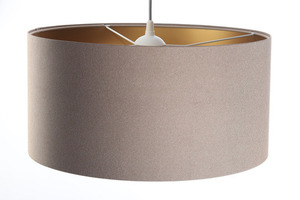 Lampă cu pandantiv 40cm pentru sufragerie Piele E27 60W tapițată, bej, auriu small 3