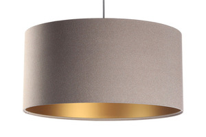 Lampă cu pandantiv 40cm pentru sufragerie Piele E27 60W tapițată, bej, auriu small 6
