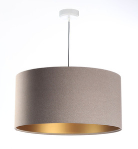 Lampă cu pandantiv 40cm pentru sufragerie Piele E27 60W tapițată, bej, auriu small 0