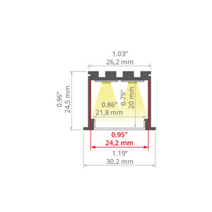 LED LOKOM profil de aluminiu negru anodizat negru 2m montare încastrată small 4