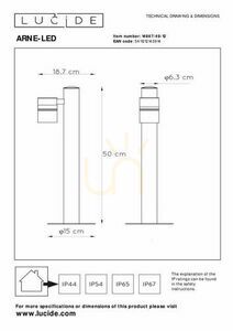 Lampă stâlp exterior Lucide ARNE-LED din oțel inoxidabil, argintie, IP44, 49,5 cm small 3