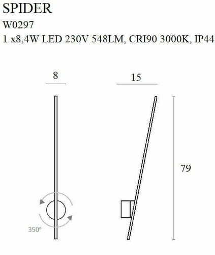 Verifica Lampă de perete Max Light Spider W0297 aurie LED 79 cm metal acrilic