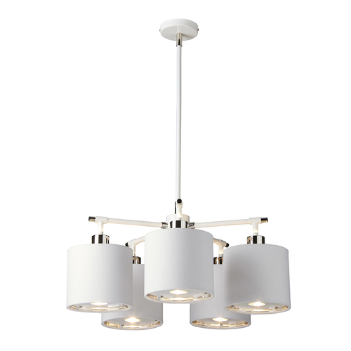 Verifica Candelabru Balance cu 5 lumini - alb și nichel lustruit Elstead