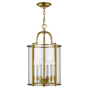 Lampă suspendată mare cu 6 lumini Gentry - alamă lustruită Elstead small 0