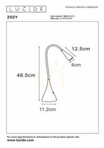Lampă de birou Lucide ZOZY alb LED dimabil tactil 3W 3000K 18650/03/31 small 3
