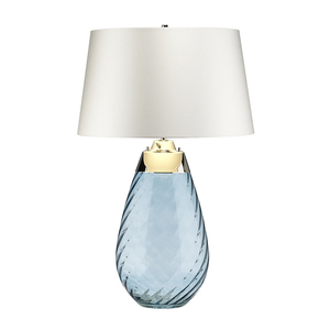 Lampă de masă mare albastră Lena cu 2 lumini și abajur alb murdar Elstead small 3