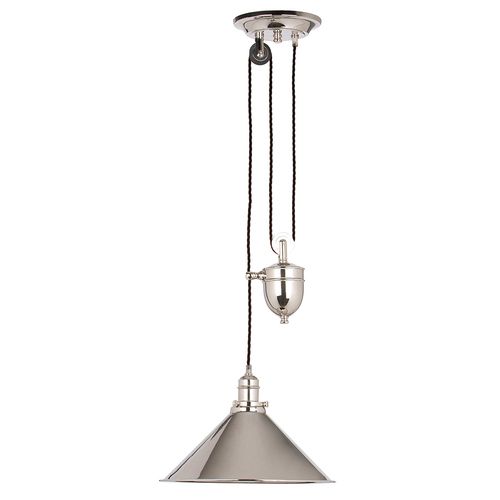 Verifica Provence 1 Light Rise and Fall Pendant Lamp - nichel lustruit Elstead