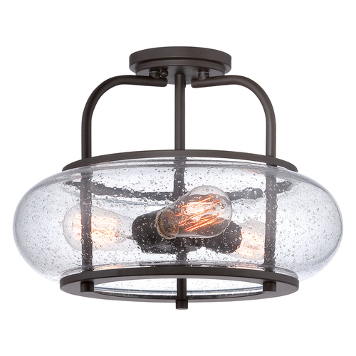 Verifica Trilogy 3 Light Medium Semi-Flush - Old Bronze Elstead