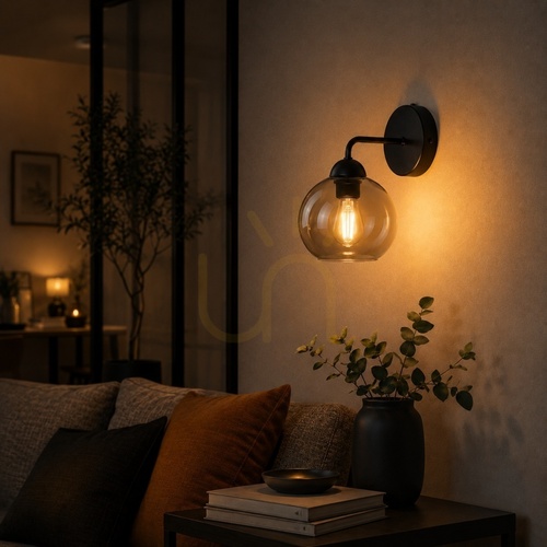 Verifica Aplică Keter Lighting COSMO BLACK 1197 – neagră, sticlă fumurie, 1×E27