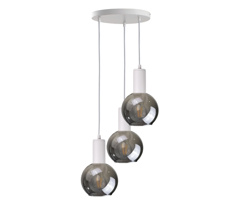 Verifica Lampă suspendată SUPRA WHITE Keter Lighting 3xE27 albă sticlă fumurie 30 cm