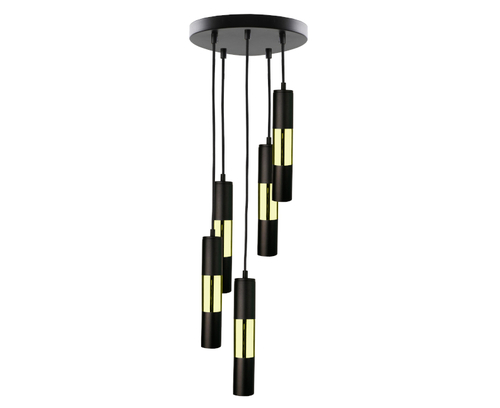 Verifica Lustră suspendată 5xGU10 MAGNUM BLACK/GOLD