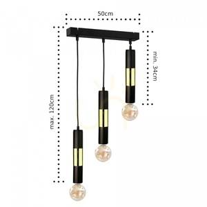Lampă suspendată Keter Lighting MAGNUM BULB 1266 3×E27 negru-auriu small 2