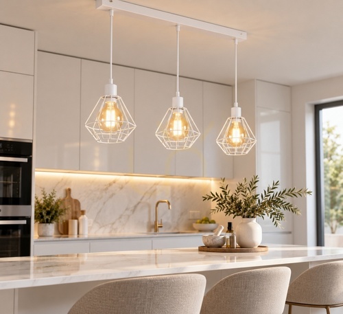 Verifica Lampă suspendată Keter Lighting FOSKAL WHITE 461, albă, 3×E27, 60 cm