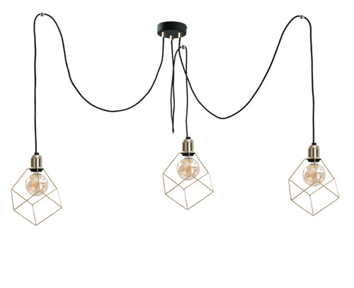 Verifica Lampă suspendată Keter Lighting TAHO GOLD 594, auriu/negru, 3×E27