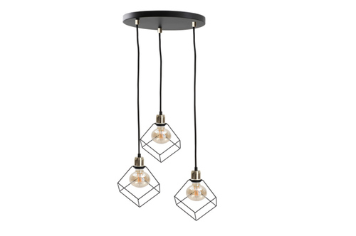 Verifica Lampă suspendată Keter Lighting RUBEN GOLD 493, 3 x E27 max. 60 W, cuști din sârmă, auriu-negru, rozetă ø32 cm