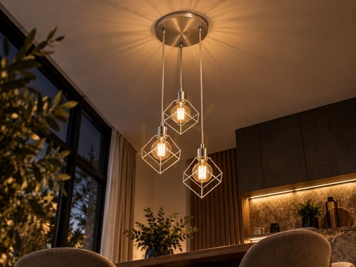 Verifica Lampă suspendată Keter Lighting RUBEN SILVER 775, crom, 3×E27