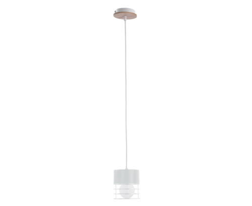 Verifica Pendul Keter Lighting CASA alb metal placaj 1xE27 abajur cu coș 12 cm cădere 100 cm 793