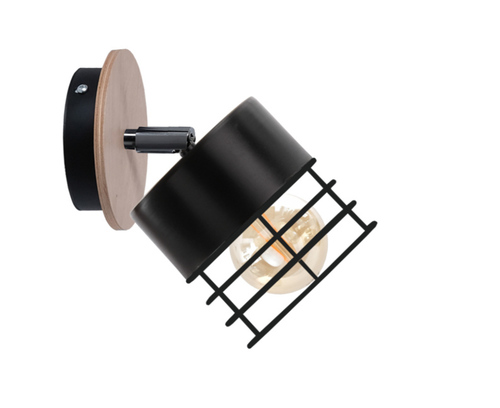Verifica Aplică Keter Lighting CASA BLACK/WOOD 795 neagră cu lemn E27 21 cm