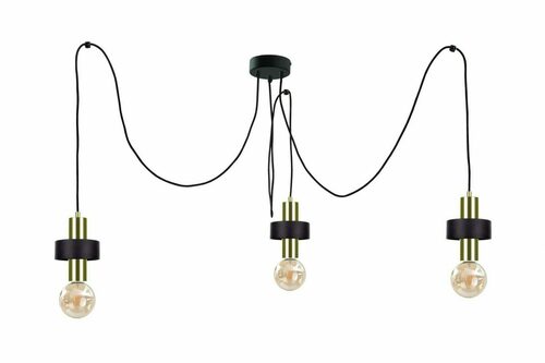 Verifica Lampă suspendată Keter Lighting UNICA 311, 3×E27, negru-auriu