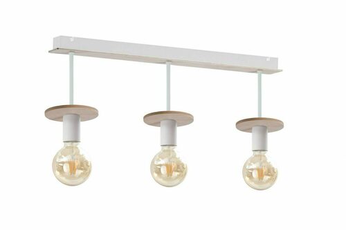 Verifica Plafonieră Keter Lighting SATURN NATURAL 281, 3xE27, 60 cm, alb și lemn natur