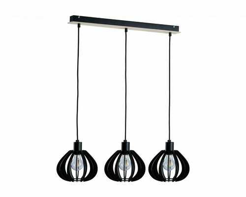 Verifica Lampă suspendată Keter Lighting NICOLETA 815, negru și lemn natur, 3×E27
