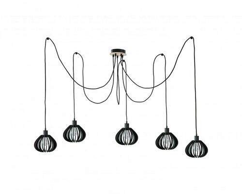 Verifica Lustră Keter Lighting NICOLETA 819 negru/lemn 5×E27 200 cm