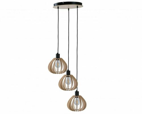 Verifica Lampă suspendată Keter Lighting Nicoleta 826, 3×E27, lemn natural și negru
