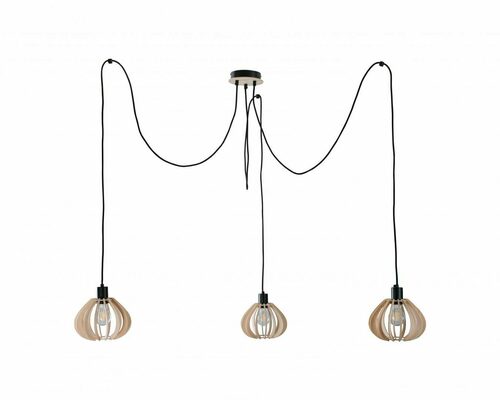 Verifica Lampă suspendată Keter Lighting NICOLETA 828, placaj natur și negru, 3×E27