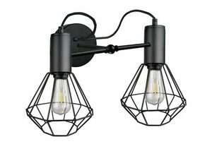 Aplică Keter Lighting Lars Black 1775, 2 × E27, abajururi din sârmă tip diamant, neagră, 50 × 25 × 27 cm small 0