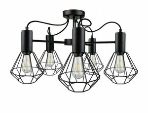 Plafonieră Keter Lighting Lars Black 1777, 5 × E27 max 60 W, abajururi tip colivie, 60 × 60 × 39 cm small 0