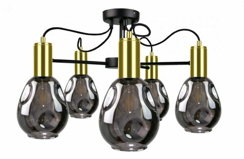 Verifica Lustră de tavan Keter Lighting KARI 1785, negru-auriu, sticlă fumurie, 5×E27