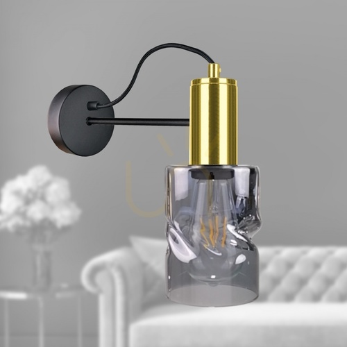 Verifica Aplică Keter Lighting INGER 1786 negru-auriu cu sticlă fumurie, 1×E27
