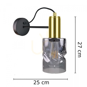 Aplică Keter Lighting INGER 1786 negru-auriu cu sticlă fumurie, 1×E27 small 2