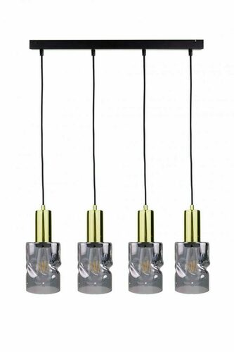 Verifica Lustră suspendată 4xE27 CROSS BLACK/GOLD Keter Lighting, bară 60 cm, negru cu auriu, abajururi din sticlă fumurie