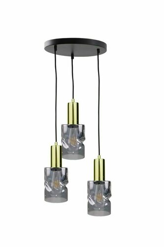Verifica Lampă suspendată Keter Lighting CROSS 1551, 3×E27, negru-auriu, sticlă fumurie