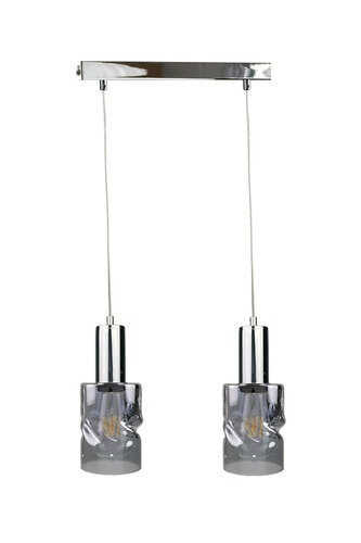 Verifica Lampă suspendată Keter Lighting CROSS DARK SILVER 1563, 2xE27, argintie cu sticlă fumurie