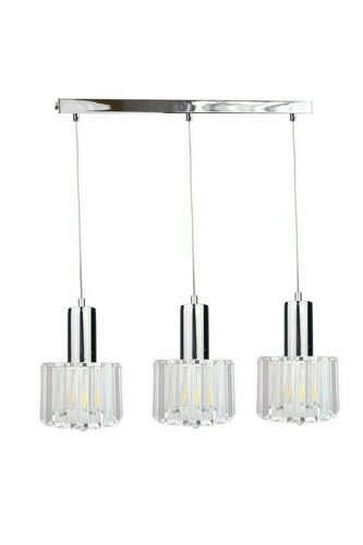 Verifica Lampă suspendată Keter Lighting DECO 3xE27 argintie cu cristale 60 cm 1607