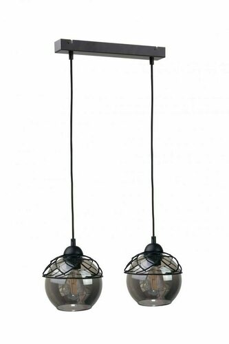 Verifica Lampă suspendată Keter Lighting MERA BLACK 1515, 2×E27, neagră cu sticlă fumurie