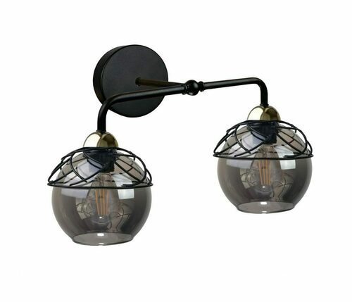 Verifica Aplică Keter Lighting MERA 1536 2×E27, negru-auriu, sticlă fumurie