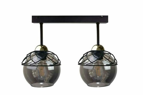 Verifica Plafonieră Keter Lighting MERA 1539, negru și auriu, 2×E27, sticlă fumurie