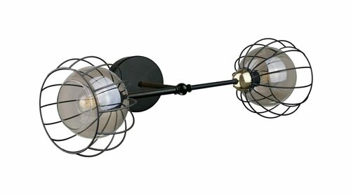 Verifica Aplică dublă SOLO BLACK/GOLD 2xE27 negru/auriu, sticlă fumurie în cuști de sârmă