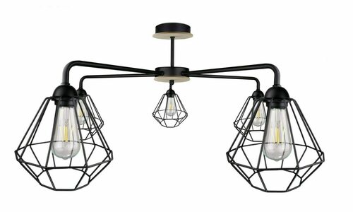 Verifica Lustră de tavan Keter Lighting FOSKAL BLACK WOOD 1412, 5×E27, neagră cu lemn