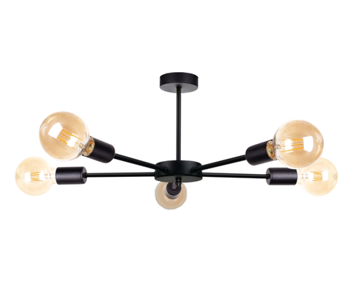 Verifica Plafonieră neagră Keter Lighting SUN BLACK 1428 5×E27 48 cm