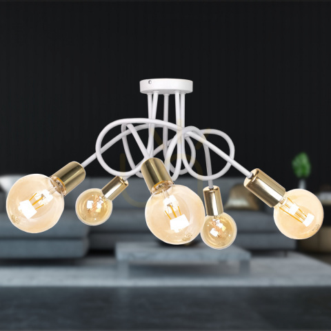Vedere Plafoniera 5xE27 RUMBA WHITE / GOLD Plafoniera 5xE27 RUMBA WHITE / GOLD