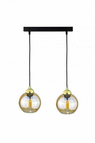 Verifica Pendul AMBRE GOLD negru-auriu cu 2×E27 și sticlă culoarea mierii